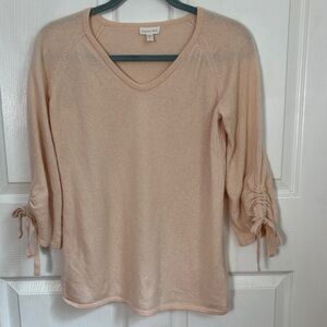 Garnet Hill 100% Cashmere Vneck blouse lightweight sweater size Medium